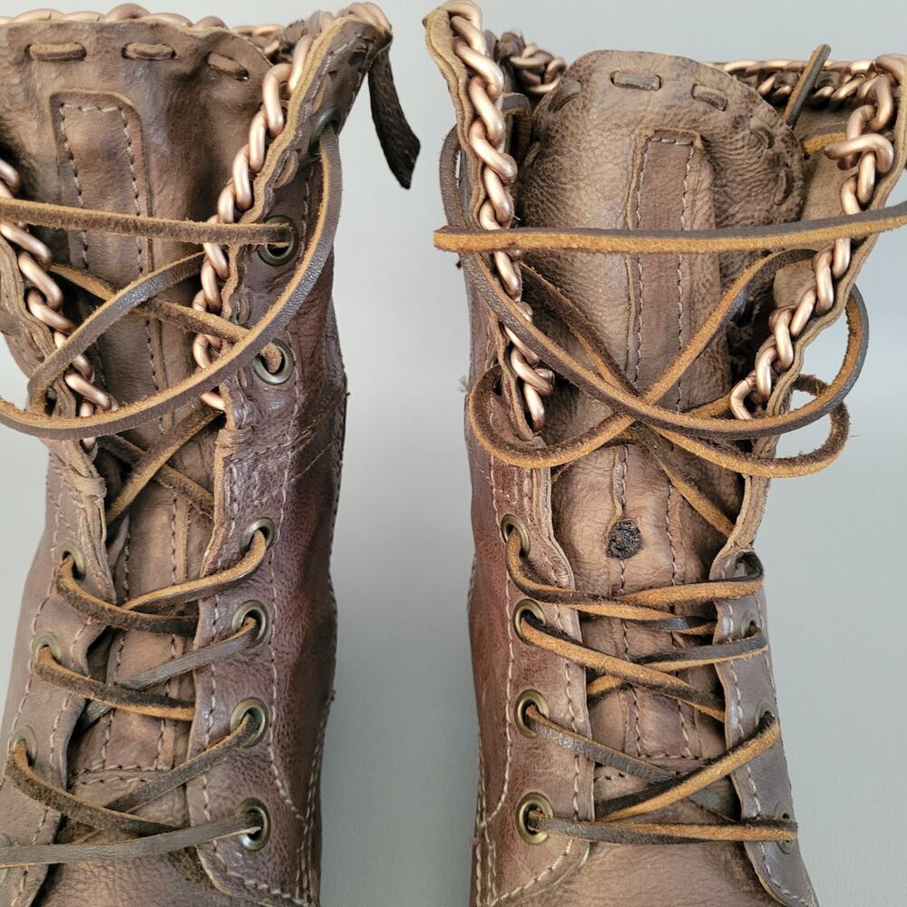 A.S.98 Airstep Brown Boho Biker Leather Chain Side Zip Size EUR 37 US 6.5-7 - Picture 6 of 12